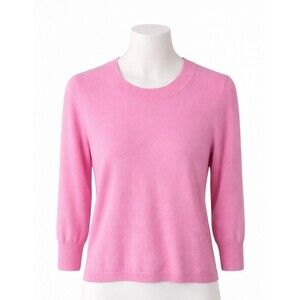J.CREW Pink Everyday Cashmere Crew Neck Sweater, 3/4 Sleeve, Medium, NWT